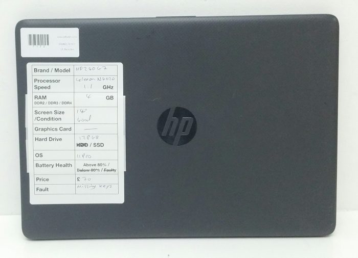 HP 240 G7 Celeron N4020 1.1GHz - 4GB Ram - 14" - 128GB SSD - Windows 11 Pro - Image 3