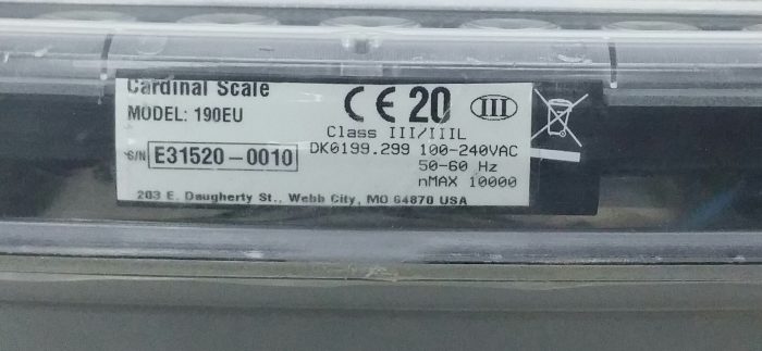 Storm 190EU 2000KG x 0.5KG Max Cardinal Scale - Image 3