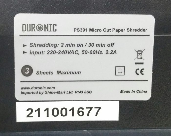 Duronic PS391 Micro Cut Paper Shredder - Image 3