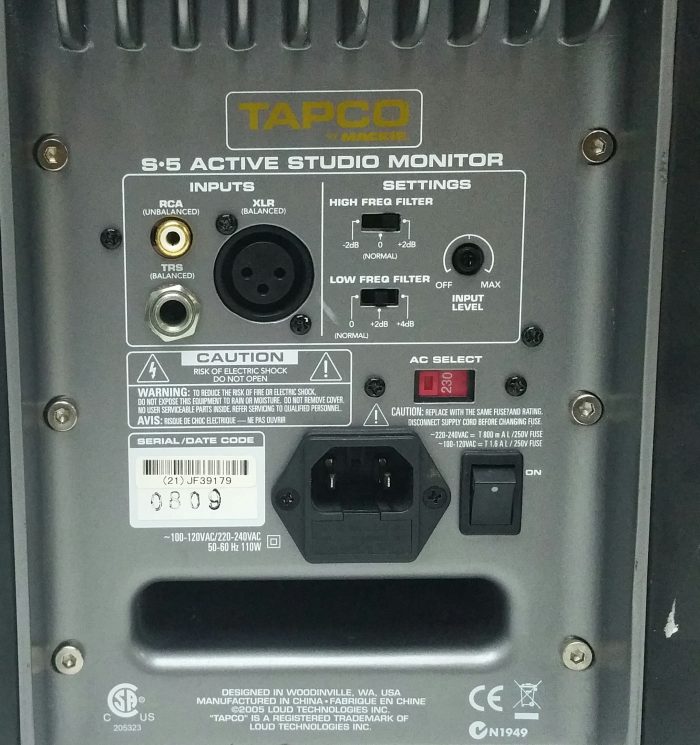 Tapco S5 Active Studio Monitor Speaker - Image 3