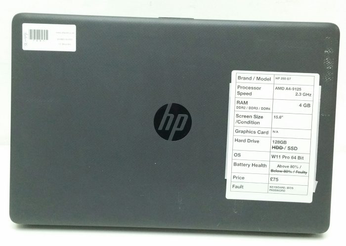 HP 255 G7 - AMD A4-9125 2.3GHz - 4GB - 15.6" - 128GB SSD - Windows 11 Pro 64bit - Image 6