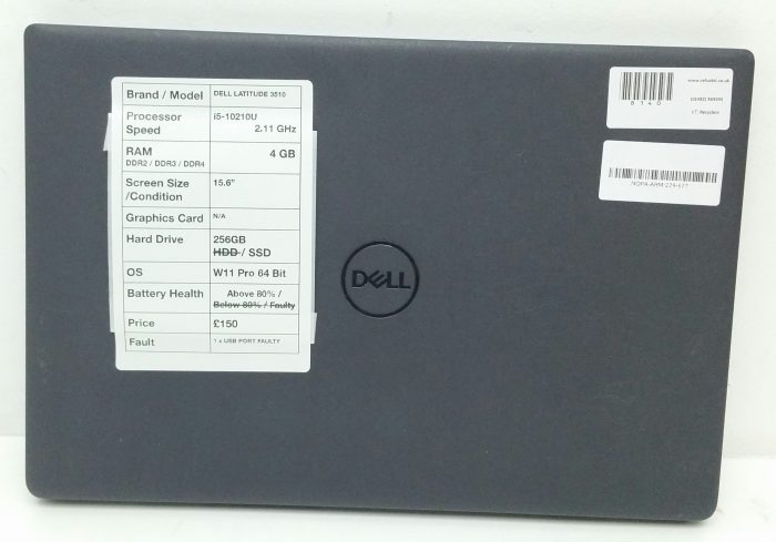 Dell Latitude 3510 - i5-10210U 2.11GHz - 4GB Ram - 15.6" - 256GB SSD - Windows 11 Pro 64 Bit - Image 3