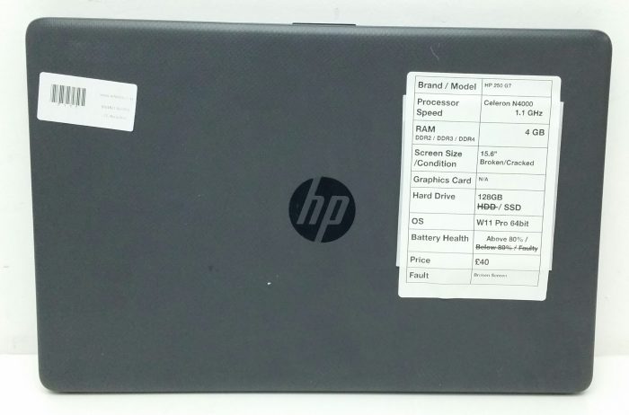 HP 250 G7 - Celeron N4000 1.1GHz - 4GB RAM - 15.6" - 128GB SSD - Windows 11 Pro 64bit - Image 3