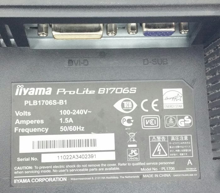 iiyama Prolite B1706S PLB1706S-B1 17" DVI VGA Monitor - No Stand - Image 3
