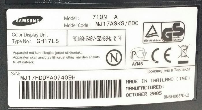 Samsung SyncMaster 710N 710N A 17" VGA Color Display Monitor - Image 3