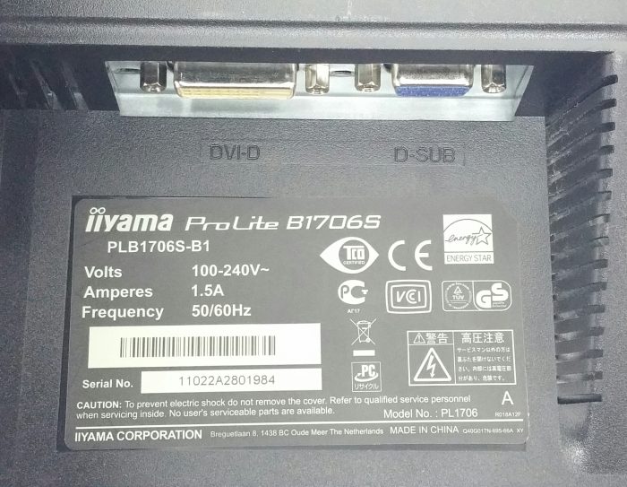 iiyama Prolite B1706S PLB1706S-B1 17" DVI VGA Monitor - Image 3