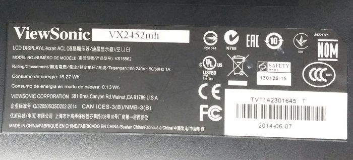ViewSonic VX2452MH VS15562 23.5" HDMI VGA DVI LCD Monitor - Image 3