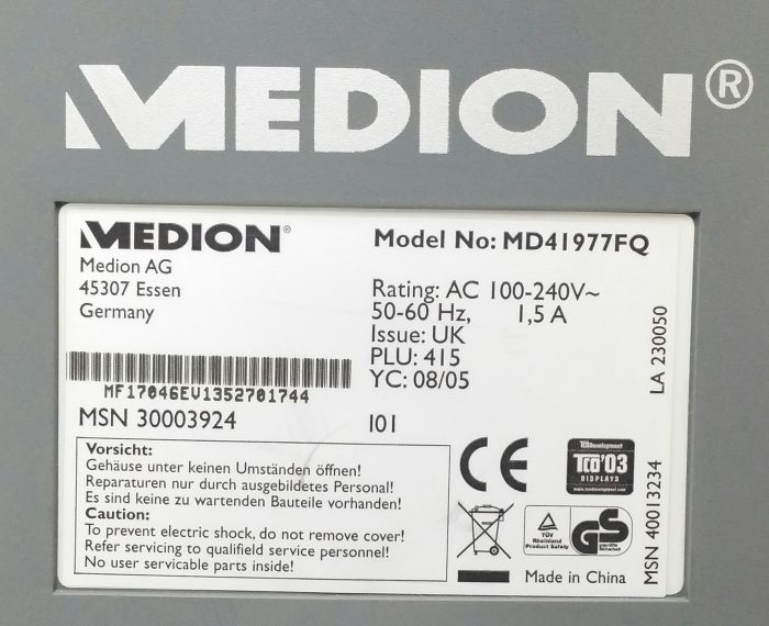 Medion MD41977FQ 17" VGA Monitor - Image 3