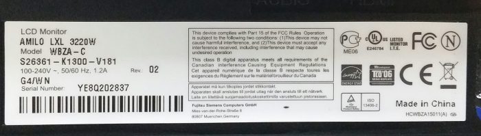 Fujitsu Amilo LXL 3220W WBZA-C 22" HDMI VGA DVI LCD Monitor - Image 3