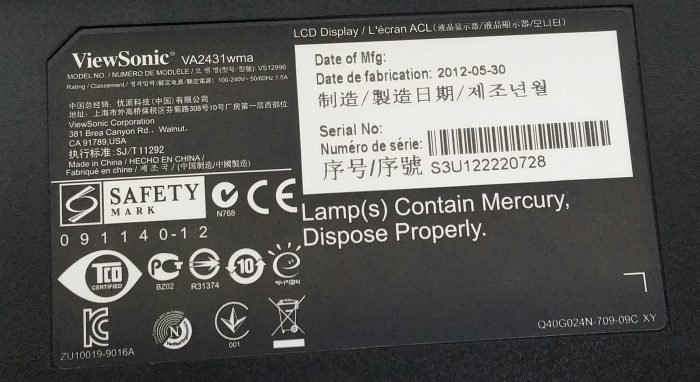 ViewSonic VA2431wma VS12996 24" VGA LCD Monitor - Image 3