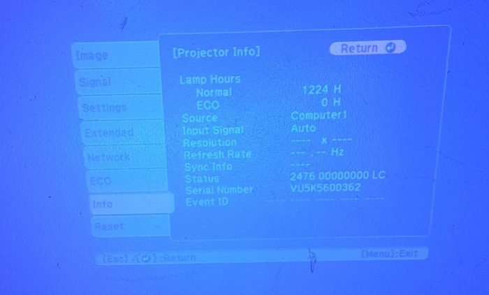 Epson H692B EB-X27 HDMI VGA LCD Projector 1224 Lamp Hours Used - Image 2