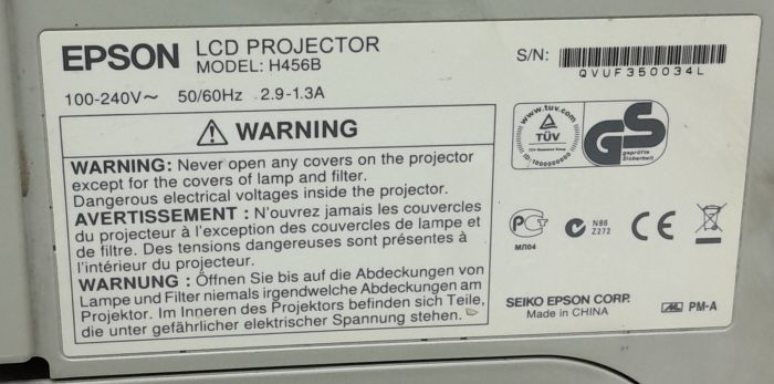 Epson EB-470 H456B HDMI VGA LCD Projector 1744 Lamp Hours Used - Image 3