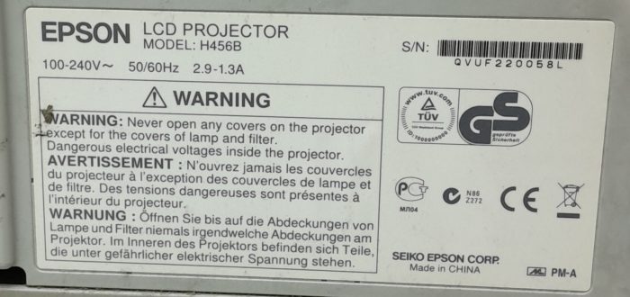 Epson EB-470 H456B HDMI VGA LCD Projector 1243 Lamp Hours Used - Image 3