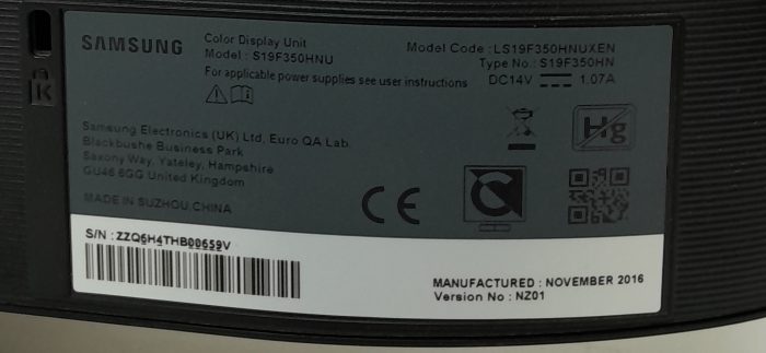 Samsung S19F350HNU 19" VGA Color Display Monitor - Image 3