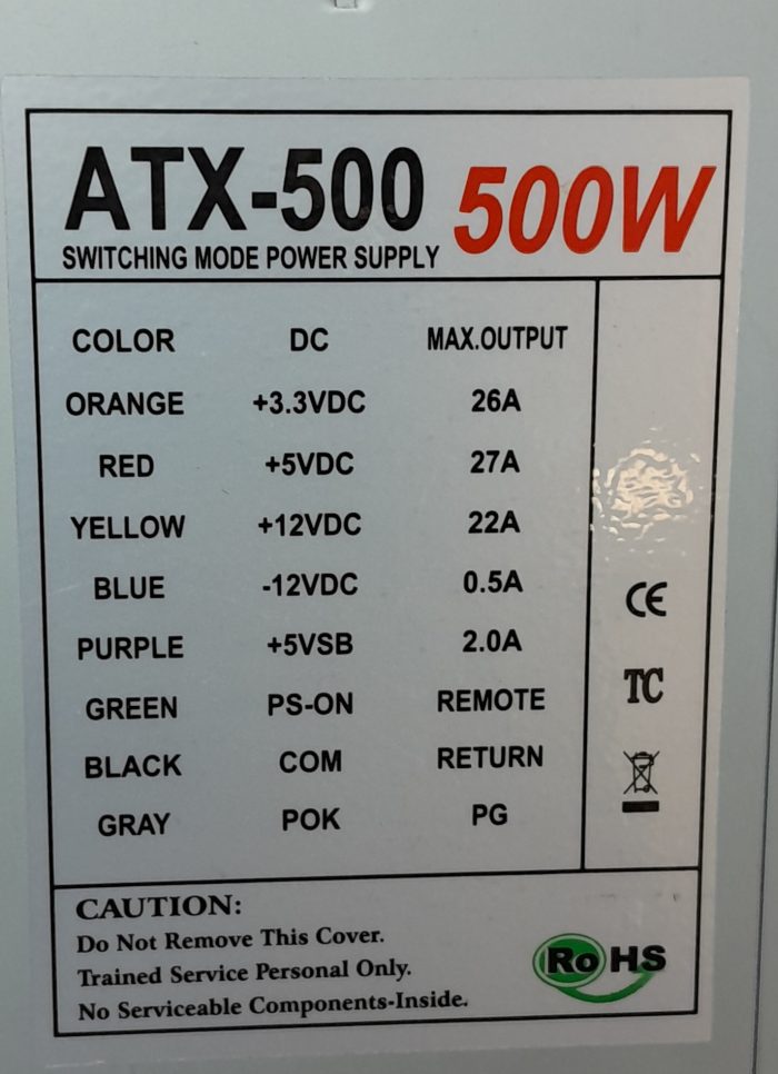 ATX-500 Switching Mode Power Supply Unit 500W Max - Image 3