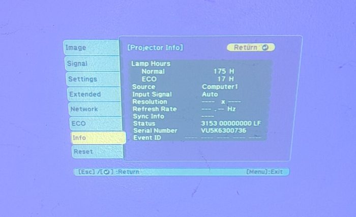 Epson H692B EB-X27 VGA HDMI LCD Projector 192 Lamp Hours Used - Image 2