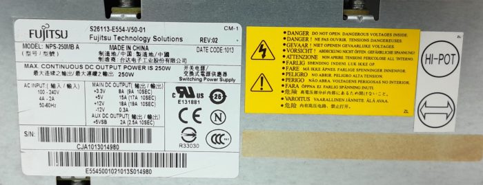 Fujitsu NPS-250MB A Power Supply Unit PSU 250W Max - Image 3