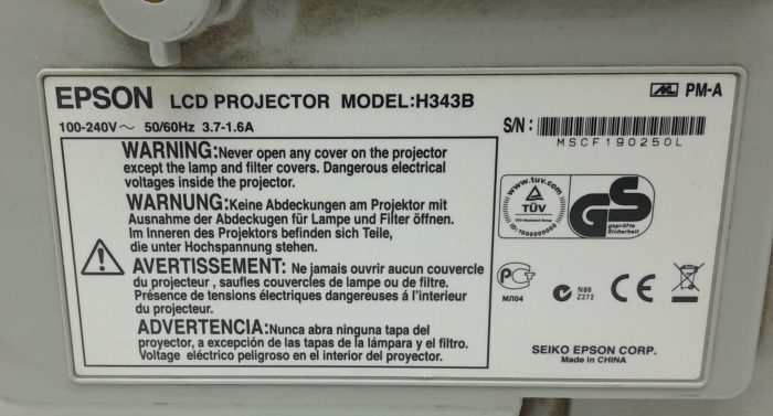 Epson EB-460 H343B LCD Projector 1032 Lamp Hours Used - Image 3