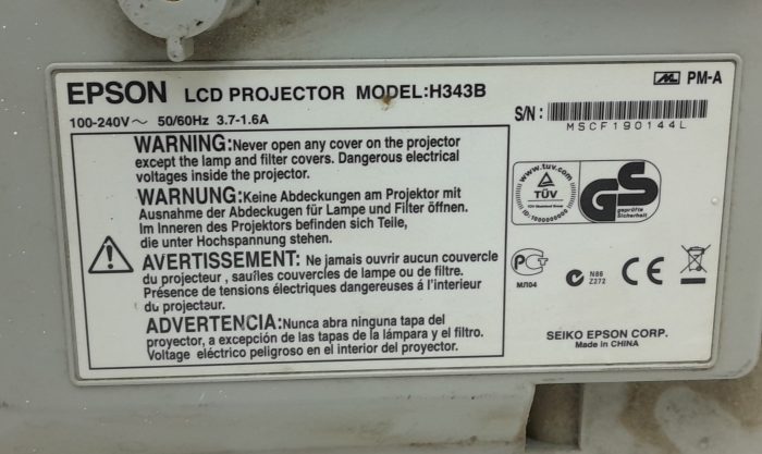 Epson EB-460 H343B LCD Projector 369 Lamp Hours Used - Image 3