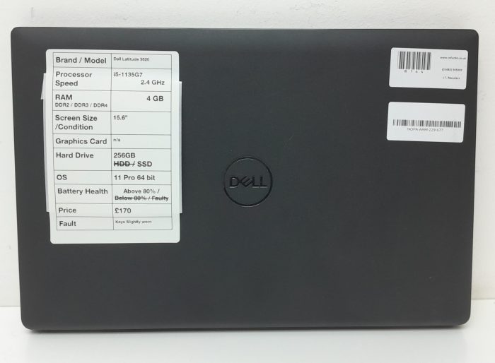Dell Latitude 3520 - i5-1135G7 2.4GHz - 4GB Ram - 15.6" - 256GB SSD - Windows 11 Pro 64 Bit - Image 3