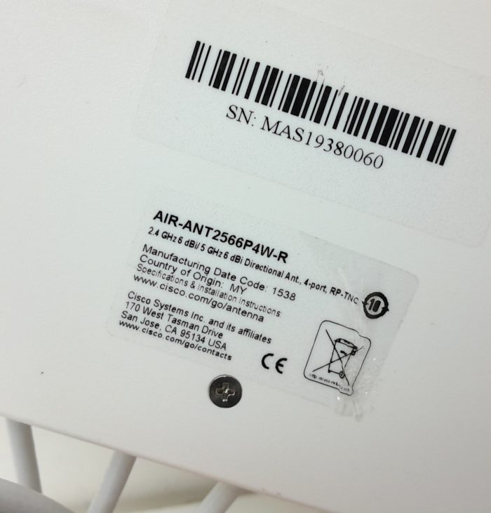 Cisco AIR-ANT2566P4W-R 2.4 GHz 6 dBi/ 5 GHz 6 dBi Directional Antenna 4-Ports RP-TNC Access Point - Image 3