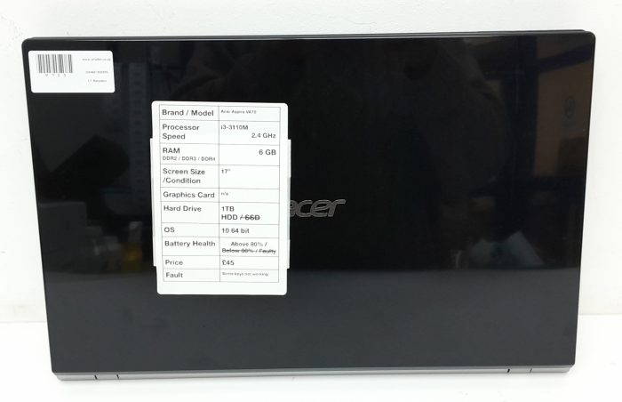 Acer Aspire VA70 - i3-3110M 2.4 GHz - 6GB Ram - 17" - 1TB HDD - Windows 10 64bit - Image 3