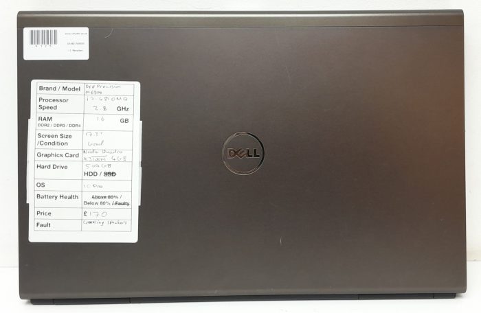 Dell Precision M6800 - i7-4810MQ 2.8GHz - 16GB RAM - 17.3" - Nvidia Quadro K3100m 4GB- 500GB HDD - Window 10 Pro - Image 4