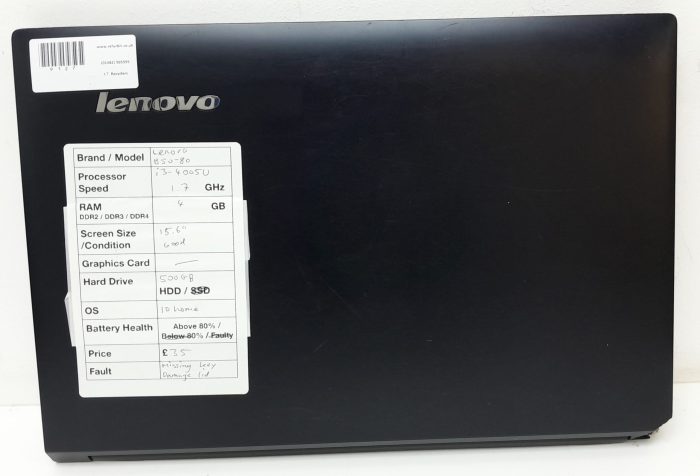 Lenovo B50-80 80LT - i3-4005U 1.7GHz - 4GB Ram - 15.6" - 500GB HDD - Windows 10 Home - Image 3