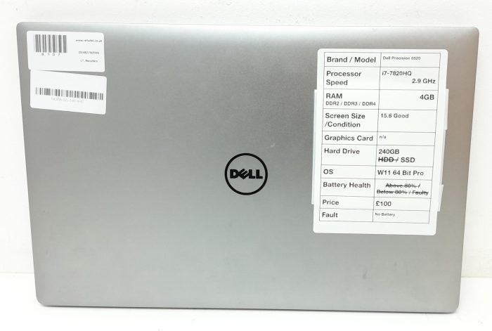 Dell Precision 5520 - i7-7820HQ 2.9GHz - 4GB RAM - 15.6" - 240GB SSD - Window 11 64 Bit Pro - Image 3