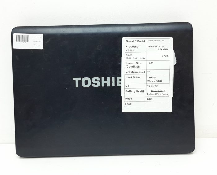Toshiba Equium A200-1V0 PSAF5E-002005KS - Pentium T2310 1.46GHz - 2GB - 15.4" - 120GB HDD - Windows 10 64bit - Image 3