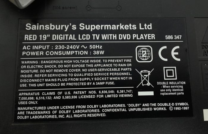 Sainsbury RED 586 347 19" HDMI VGA Digital LCD TV With DVD Player - Image 3