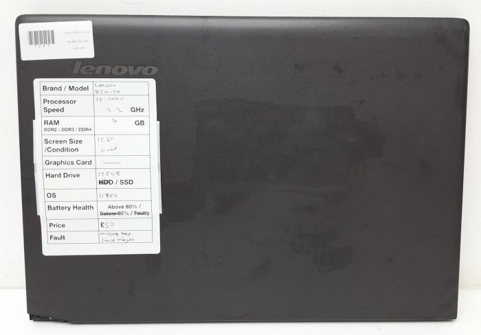 Lenovo B50-50 80S2 - i5-5200U 2.2GHz - 4GB Ram - 15.6" - 128GB SSD - Windows 11 Pro - Image 3
