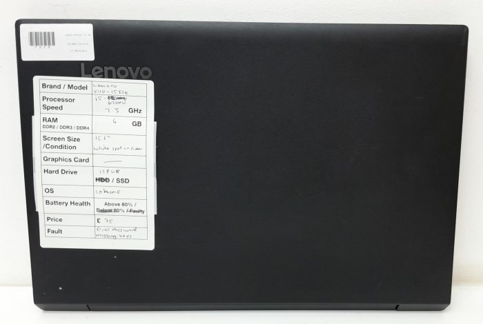 Lenovo V110-15ISK 80TL - i5-6200U 2.3GHz - 4GB Ram - 15.6" - 128GB SSD - Windows 10 Home - Image 3