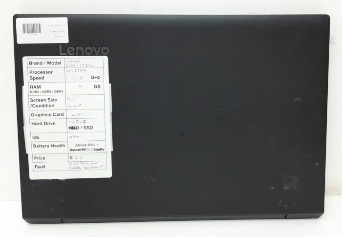 Lenovo V110-15ISK 80TL - i5-6200U 2.3GHz - 4GB Ram - 15.6" - 128GB SSD - Windows 10 Pro - Image 3