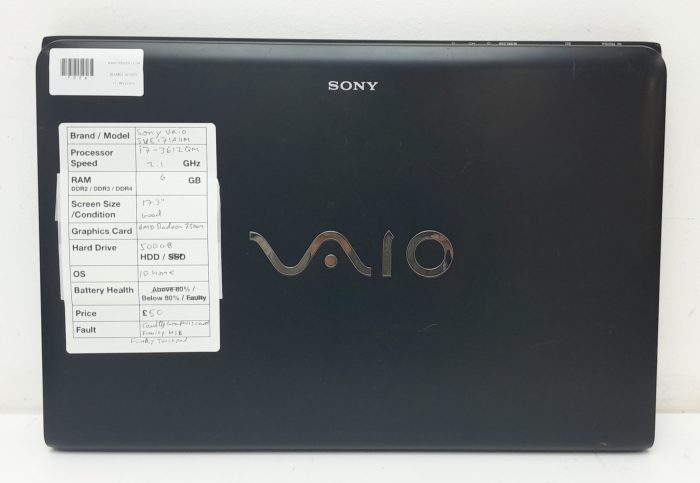 Sony Vaio SVE171A11M - i7-3612QM 2.1GHz - 6GB Ram - 17.3" - AMD Radeon 7500M - 500GB HDD - Windows 10 Home - Image 3