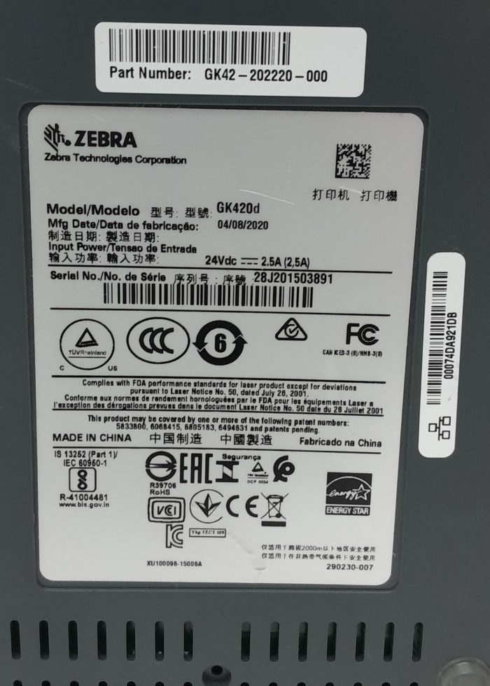 Zebra GK420D Direct Thermal Desktop Lable Printer - Image 3