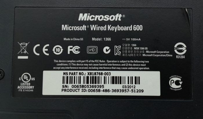 Microsoft 1366 USB Wired Keyboard 600 - Image 3