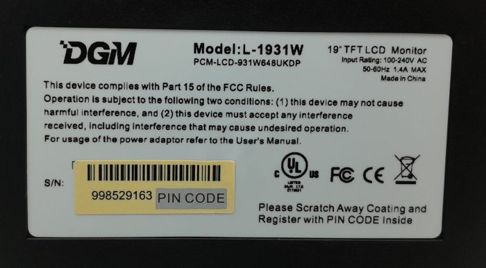 DGM L-1931W 19" VGA DVI TFT LCD Monitor - Image 3