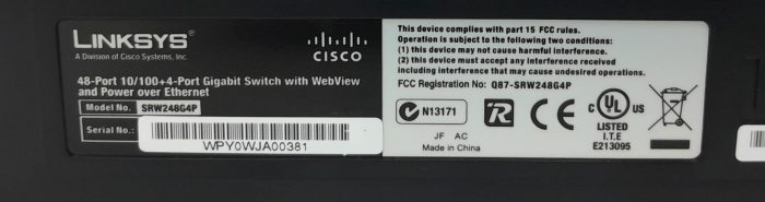 Cisco LinkSys SRW248G4P 48-Port 10/100 + 4-Port Gigabit Switch with WebView & PoE - Image 3