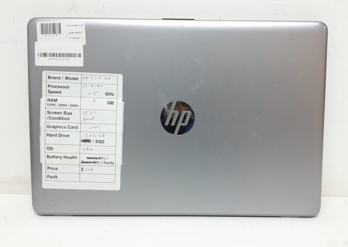 HP 250 G6 - i5-7200U 2.5GHz - 8GB RAM - 15.6" - 256GB SSD - Windows 11 Pro - Image 3