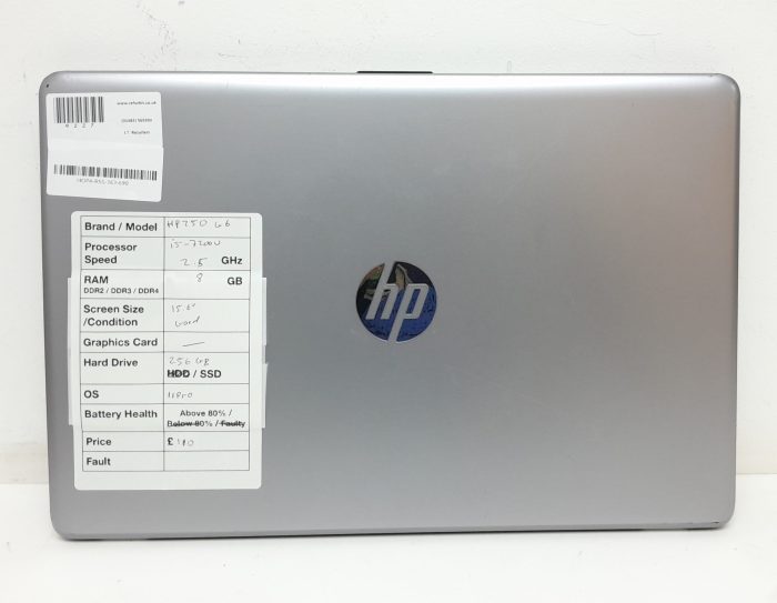 HP 250 G6 - i5-7200U 2.5GHz - 8GB RAM - 15.6" - 256GB SSD - Windows 11 Pro - Image 3