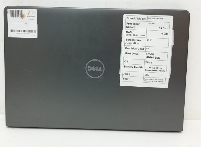 Dell Vostro 15 3568 - i3-7100U 2.4GHz - 4GB Ram - 15.6" - 120GB SSD - Windows 11 - Image 3