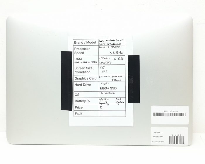 Apple MacBook Pro A1706 - Intel i7-7567U 3.5GHz - 16GB - 13" - 500GB SSD - 13 Ventura (2017) - Image 3