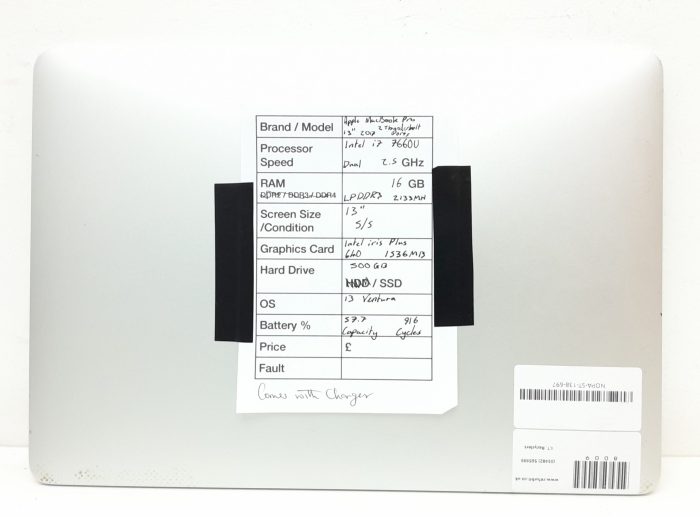 Apple MacBook Pro A1708 - Intel i7-7660U Dual 2.5GHz - 16GB - 13" - 500GB SSD - 13 Ventura (2017) - Image 3
