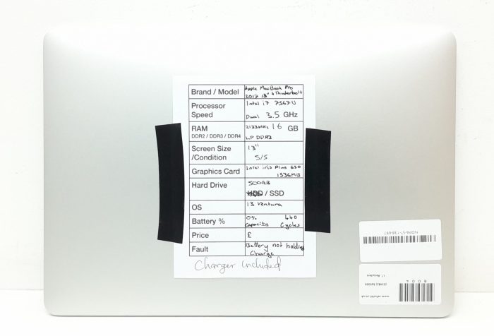 Apple MacBook Pro A1706 - Intel i7-7567U Dual 3.5GHz - 16GB - 13" - 500GB SSD - 13 Ventura (2017) - Image 3