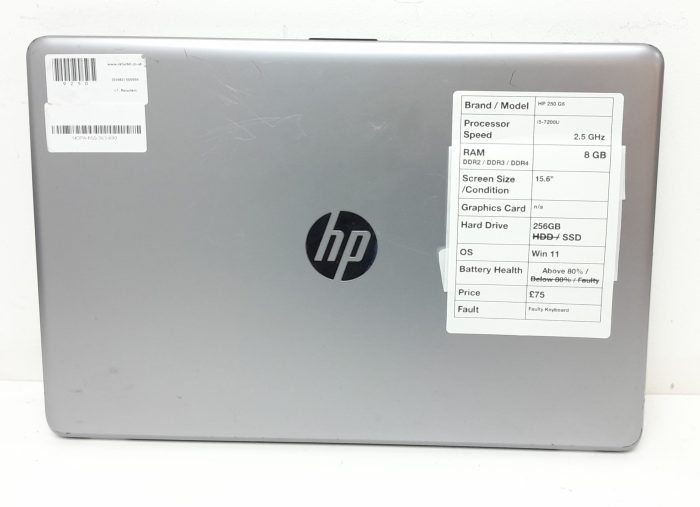 HP 250 G6 - i5-7200U 2.5GHz - 8GB RAM - 15.6" - 256GB SSD - Windows 11 - Image 3
