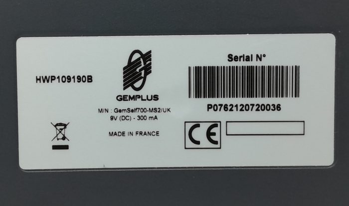 GemPlus Gemself700-MS2/UK Card Reader - Image 3