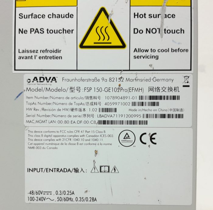 Adva FSP150-GE102Pro(EFMH) Fibre Channel Hub Switch - Image 3