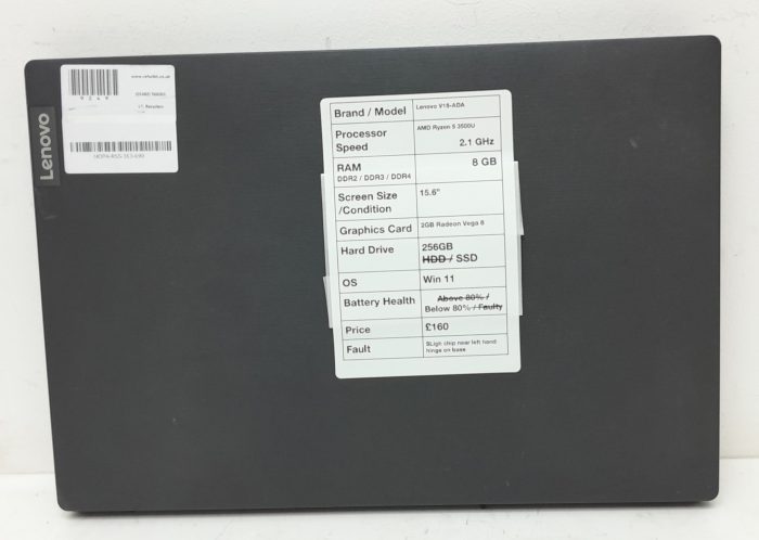 Lenovo V15-ADA 82C7 - AMD Ryzen 5 3500U 2.1GHz - 8GB Ram - 15.6" - 256GB SSD - Windows 11 - Image 3
