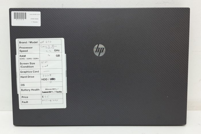 HP 620 - Core 3 Duo T6670 2.2GHz - 4GB - 15.6" - 80GB HDD - Image 3
